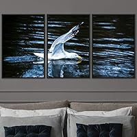3 Piece Framed Canvas Wall Art Beach Birds Canvas Prints Home Artwork Decoration for Living Room,Bedroom - 16