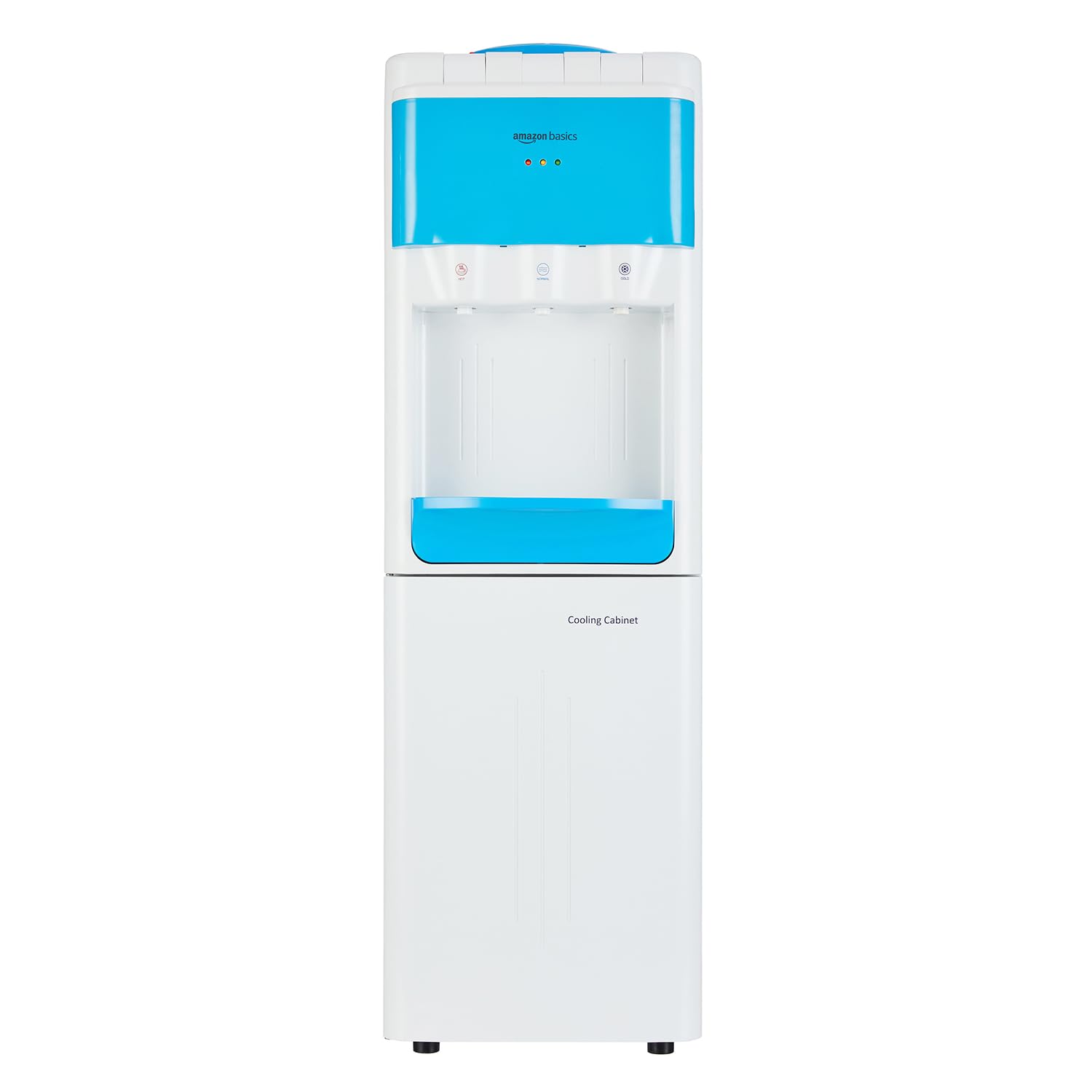 Amazon basics Hot & Cold Floor Standing Water Dispenser with Refrigerator - Top Loading, 20 Litres | White & Blue | Compact Design with Hot, Cold and Normal Temperature Settings | Built-In Mini Fridge-image-3