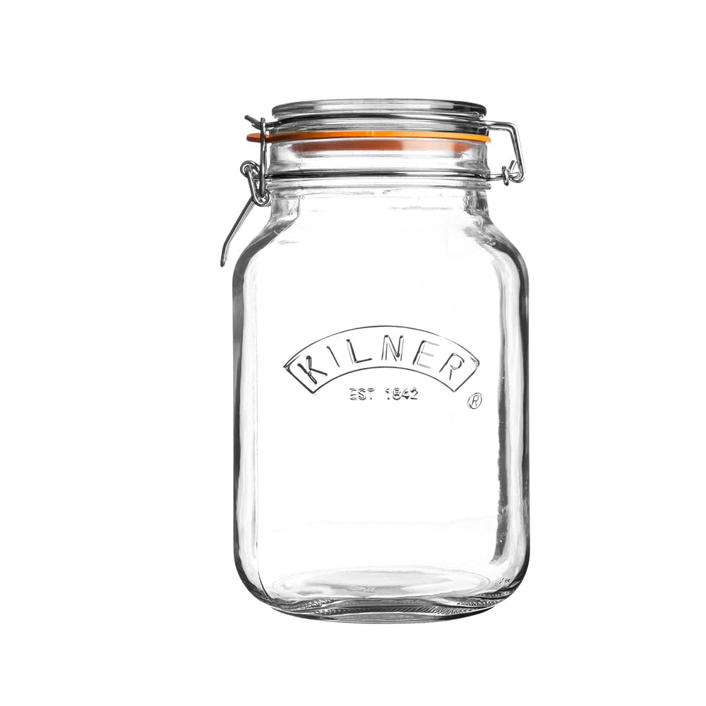 Kilner 1.5 Litre Clip Top Square Jars X6 Clear 1.5L