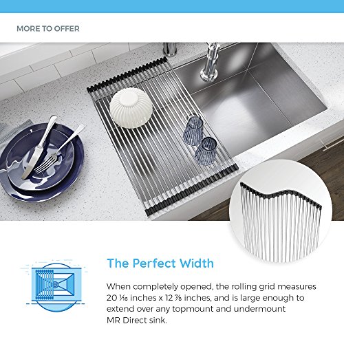 Mr Direct Rg Rb-Bl Rolling 13" X 21" Sink Grid In Stainless & Black, 12 7/8&Quot X 20 1/2&Quot, Stainless Steel #TOP6