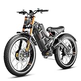 eAhora Romeo Pro Ⅲ Peak 5600W Electric Bike for Adults 50Mph, 60V 80Ah Battery up to 250 Miles,Long Range Dual Motors Ebike,26"*4.0 Fat Tire Full Suspension Mountain E-Bike for Men,UL 2849