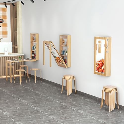 Table pliante murale pour optimiser les petits espaces avec rangement bois gris