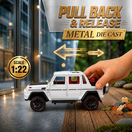 Image of GRAPHENE1:22 Scale Die Cast Metal Toy Car Alloy Pull Back Action Openable Doors White Friction Jeep Model Car Light Realistic Sound Miniature SUV Best Gift for Car Collectors 2+yrs Kids Boys Girls