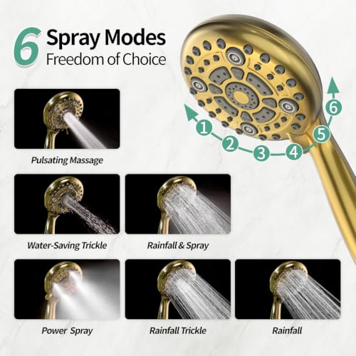 Image of SR SUN RISE 12 inch Shower Faucet Set with Shower Slide Bar,Brushed Gold