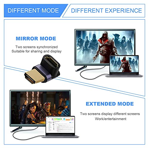 Adaptador HDMI macho a HDMI 2.1 hembra vertical 90 grados miniatura 2
