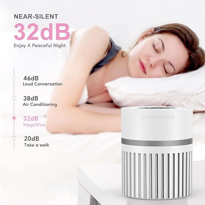 Miniatura 4 de MEGAWISE Purificador de aire EPI810 para habitación grande, cobertura de 215 pies cuadrados, monitor de calidad del aire en tiempo real, esponja de