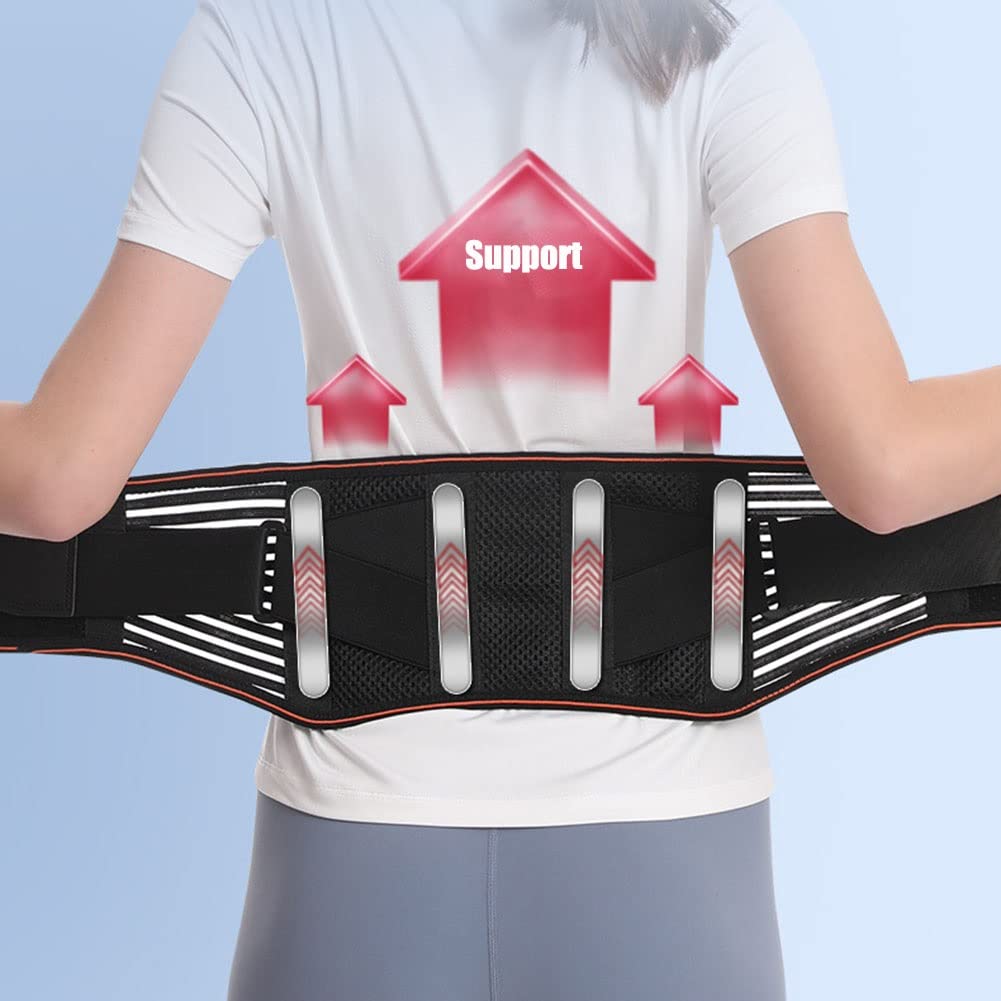Cinturón de soporte para la espalda para hombres y mujeres Cintura transpirable Soporte lumbar Soporte lumbar para ciática Hernia de disco Escoliosis Alivio del dolor lumbar Correas ajustabl