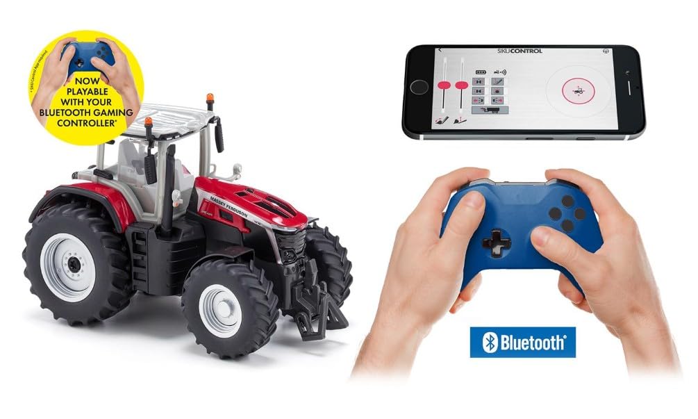 siku 6885, Massey Ferguson 9S Traktor, 1:32, Zdalnie sterowany, Zdalne sterowanie przez Bluetooth w aplikacji, Bez modułu zdalnego sterowania, Metal/Tworzywo sztuczne, Czerwony