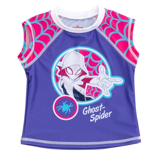 Marvel Spider-Man Spider-Gwen Girls UPF 50+ Rash Guard & Bikini Bottom Swimsuit Set Toddler to Little Kid2