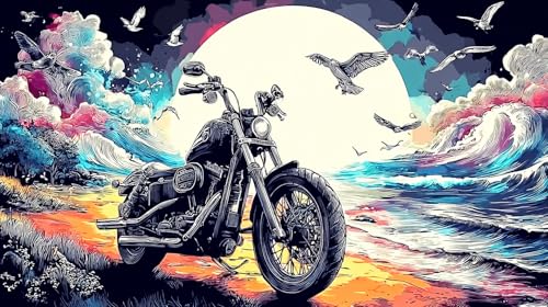 Rompecabezas para adultos de motocicleta 1000 piezas, un desafío artístico de 75x50 cm.
