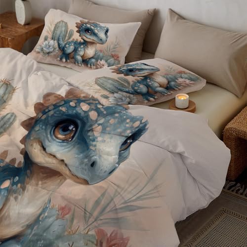 Housse de couette facile à laver parure de lit 3D dinosaure 260cm - 5