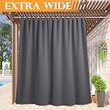 RYB HOME Patio Curtain Outdoor - Extra Wide Blackout Curtains Waterproof Windproof Privacy Outdoor...