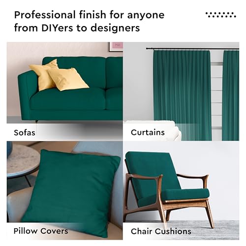 Image of Encasa XO Mercerised Cotton Canvas Fabric, 100x150 cm Wide | Sold by The Metre, Cut to Length | Fabric for Cushions, Sofa Covers, Light Upholstery, Embroidery, Dress Material, Emerald