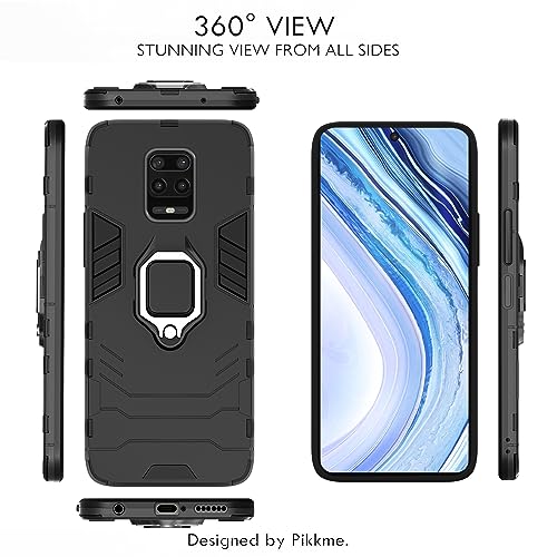 Image of Pikkme D5 Tough Armor Bumper Back Cover Case for Redmi Note 9 Pro,Note 9 Pro Max,Poco M2 Pro |Ring Holder & Kickstand in-Built (Black)