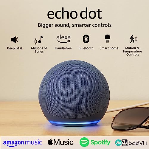 All-New Echo Dot (5th Gen, 2023 release) | Smart speaker with Bigger sound, Motion Detection, Temperature Sensor, Alexa and Bluetooth| Blue
