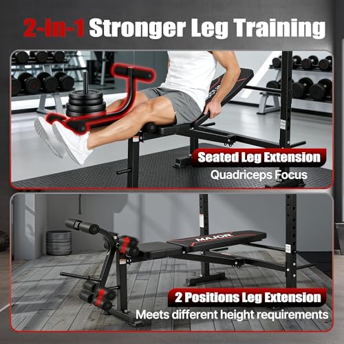 Foldable 1500LBS 8 IN 1 Olympic Weight Bench Set with Squat Rack, Leg Extension/Curl & Preacher Curl, Adjustable Bench Press Set with Safety Bar Catches for Home Gym Full Body Workout - Image 4