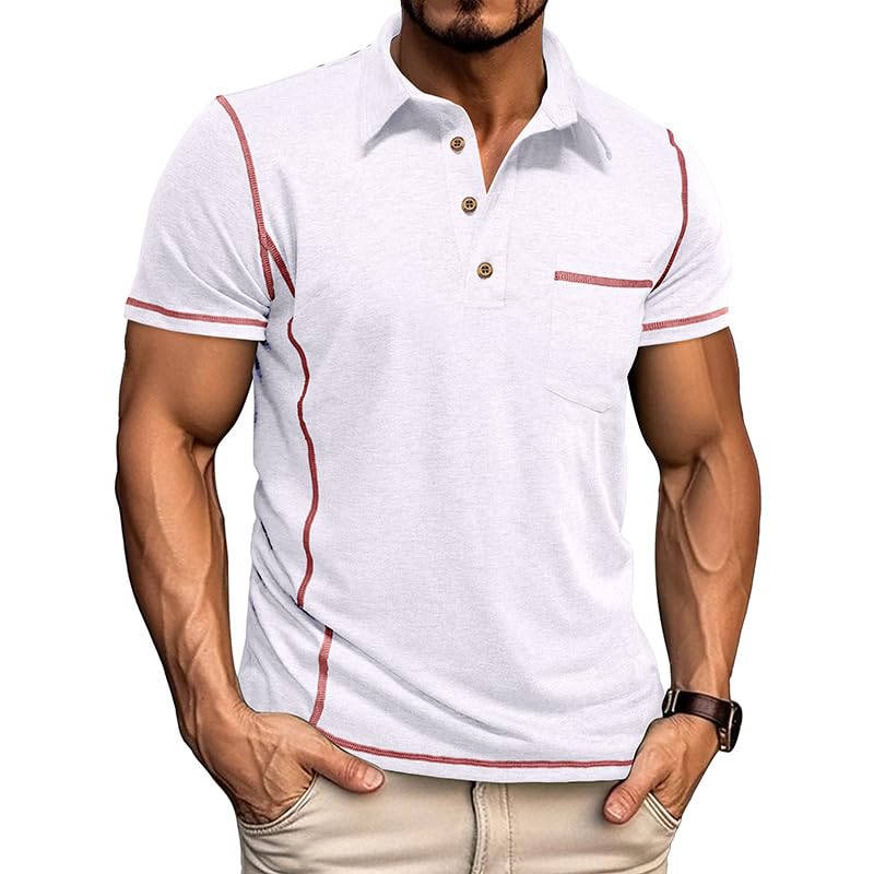 TIIADKK Men's Short-Sleeved is Made of 75% Polyester Lightweight Fabric, Featuring Elasticity Polo Shirt2