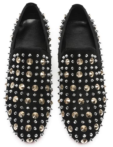 Santiomo Men's Rocker Suede Slip On Penny Loafers - Dress Casual Moccasins Western Shoes for Smoking Party Dsico Ballroom Bar Disco3