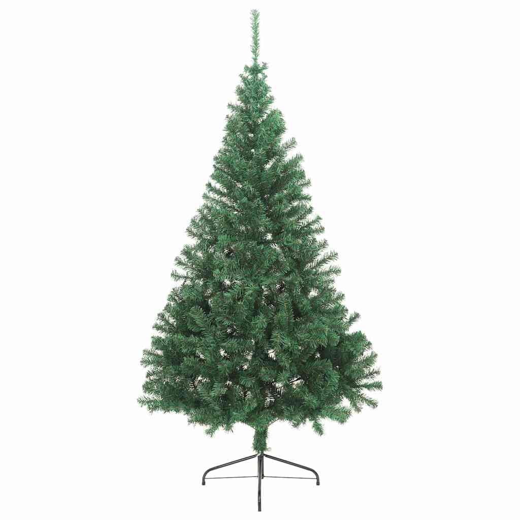 Albero di Natale artificiale verde, 210 cm, in PVC | Con supporto in acciaio, salvaspazio a parete, riutilizzabile, per interni ed esterni