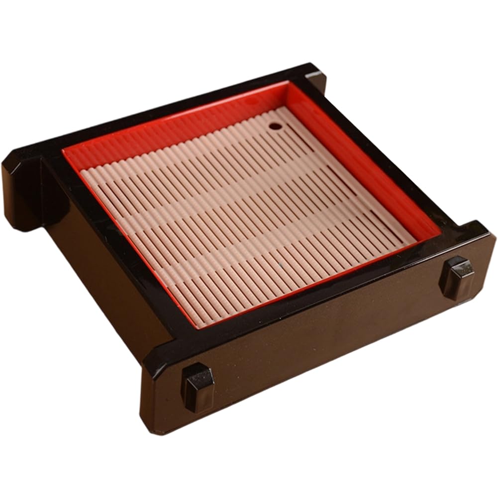 Baokuan Black Japanese Soba Plates Food Presentation Basket With Drain Mat Food Platter Sushi Tray Udon Noodles Dish Sashimi Platter For Home