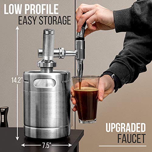 Nitro Cold Brew Coffee Maker - Home Brew Coffee Keg, Nitrogen Coffee Machine Dispenser System w/ Pressure Relieving Valve Kit