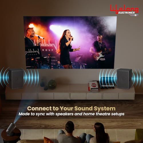 Image of Lifelong Electronics Built-in Live TV Smart Projector | With 125+ Channels (No Subscription Required) | Android, 1080P & 4K Ultra HD Support, 720P Native | For Room & Outdoors | All OTT Apps | WiFi /BT