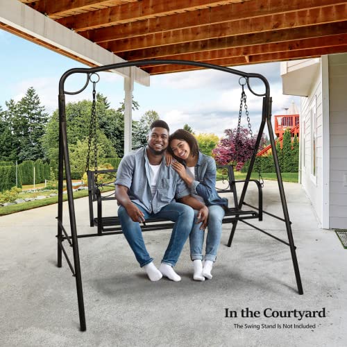 Image of VINGLI Upgraded Metal Patio Porch Swing, 660 LBS Weight Capacity Steel Porch Swing Chair for Outdoors, Heavy Duty Swing Chair, Bench Swing for Gardens & Yards (Black)