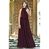 KOH-KOH-Sexy-Sleeveless-Summer-Formal-Flowy-Casual-Gown KOH KOH Womens Long Sexy Sleeveless Bridesmaid Halter Neck Wedding Party Guest Summer Flowy Casual Brides Formal Evening A-line Gown Gowns Maxi Dress Dresses, Maroon Wine Red L 12-14