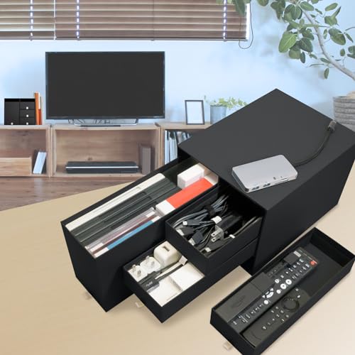 プラス デスクオーガナイザー 小物入れ 収納ボックス 収納ケース 引き出し 化粧品 リビングポスト ブラック Lサイズ LP-304YL 85-133 [5]