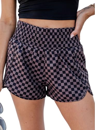 SELINK Shorts for Women Casual Pink Leopard High Waisted Athletic Shorts Shirred High Waist Daily