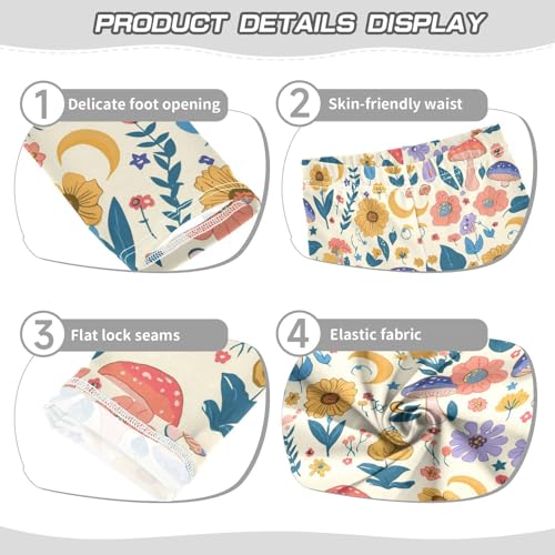 Wusikd Colorful Mushrooms Girls' Leggings Toddler Doodles Flowers Moons Kids Yoga Pants Dance Active Tights 4T3