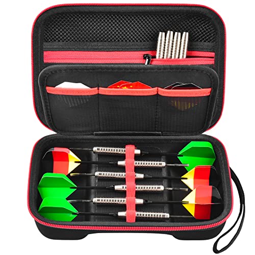 PAIYULE Dart Tasche Darts Hülle für 6 Steel Dartpfeile und Soft Darts Pfeile Set, Dartkoffer Box Aufbewahrungshalter für Flights, für Spitzen, für Schaft, für Gummiringe, Bag Only