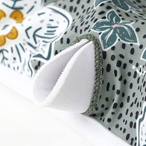 Omkagi Women Bandeau Swimsuit Plant Floral Cheeky High Cut Thong Bikini Set(M,Green Floral-4405) #TOP4