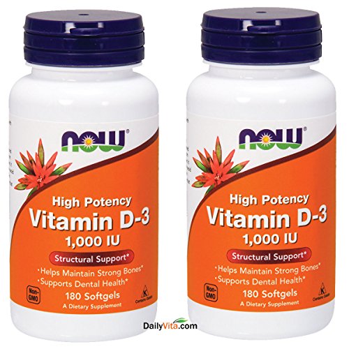 Now Foods Vitamin D3 1000 IU - 360 softgels (Pack of 2)
