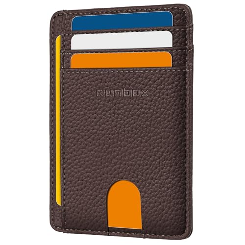 Image of RUNBOX Slim Minimalist Front Pocket RFID Blocking Leather Wallets for Men and Women Card Holder Wallets Gifts for men