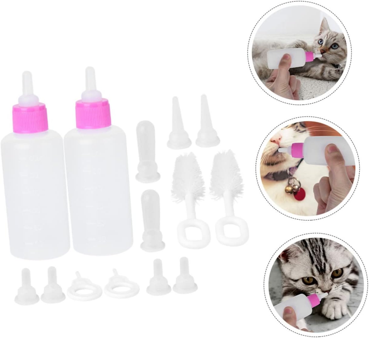 balacoo 10sets Nursing Bottles for Kittens and Puppies Soft Nipple for Newborn Pets Easy to Use Feeding Bottles Pet Supplies for Hand Feeding