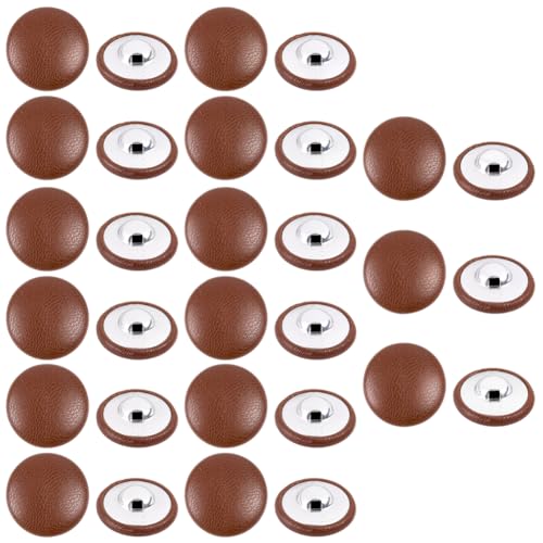 GORGECRAFT 30 Bouton Rond en Similicuir Marron Selle Recouvert de Cuir avec Tige en Métal pour Tapisserie Capitonnage Tricot Bricolage Artisanat Coussins de...