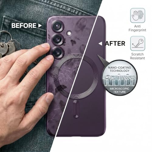 Image of amazon basics Premium Mag-Safe Case for Samsung Galaxy A14 4G / A14 5G | Shockproof & Anti-Scratch Cover | Soft Silicone with Wireless Charging | Camera Lens Guard - Purple