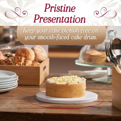 Image of Cakebon Cake Boards 8 inch White Round Cake Drums 1 /2 inch Thick Smooth Edge 12Pack