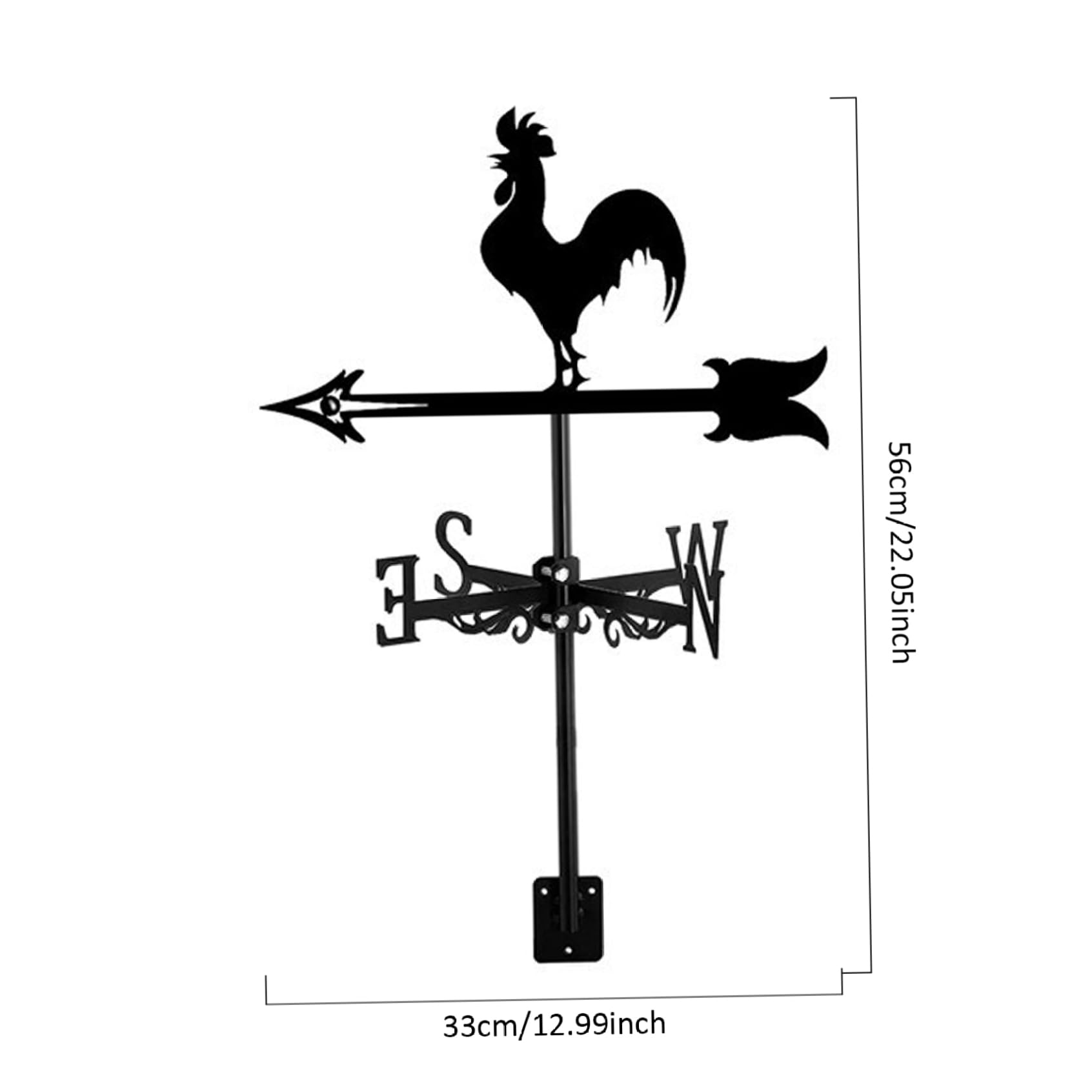 Girouette décorative en Fer, en Forme d'animal, à Fixer sur Le Toit (13 x 22 Pouces), indicateur de Direction pour Jardin, Cour ou Ferme (Coq).