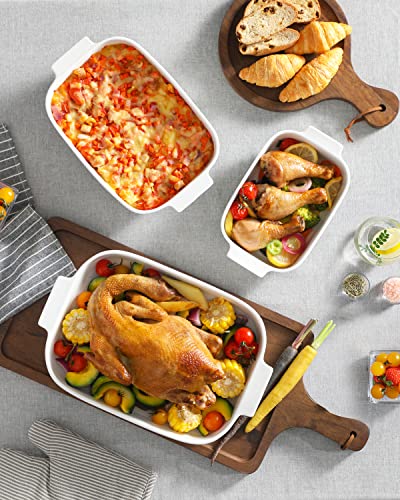Malacasa Ceramic Baking Dish Set, Casserole Dishes For Oven, 3 Pcs Of White Porcelain Bakeware Sets(3.5Qt/2.3Qt/1.3Qt), Lasagna Pans With Handles For Gratin, Broiling, Roasting, Bake.bake Series #TOP6