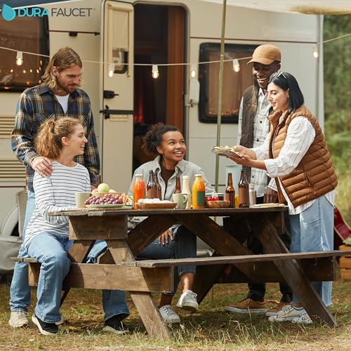 Image of Dura Faucet DF-MK533LK-MB RV Squared-Arc Kitchen Faucet (Matte Black) | RV squared-arc single-handle kitchen faucet for campers and trailers. Matte Black finish. Easy DIY install.
