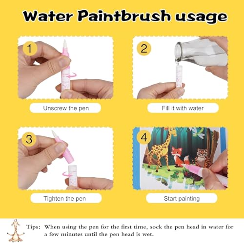 Image of 4pcs Reusable Magic Water Book for Kids 2-5years - Drawing Coloring Books for Kids - Magic Water Pen - Age 2-5 Years