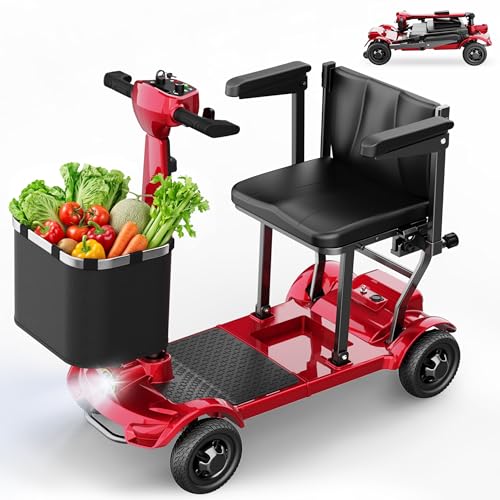 TODIMART Elektromobil mit 4 Rädern X17, Elektromobil für Senioren, 25-30 km Reichweite, 130 kg Belastbarkeit, Anti-Kipp-Design, Austauschbarer Akku, Faltbares Design