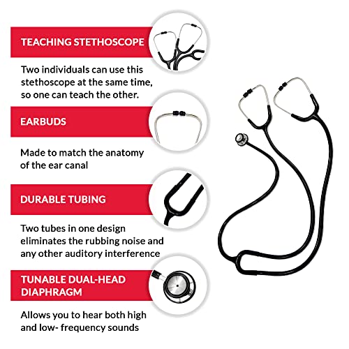 Ever Ready First Aid Deluxe Dual-Head Teaching Stethoscope for Medical Training, Nursing Students and Teachers – Black by Ever Ready First Aid - Image 2