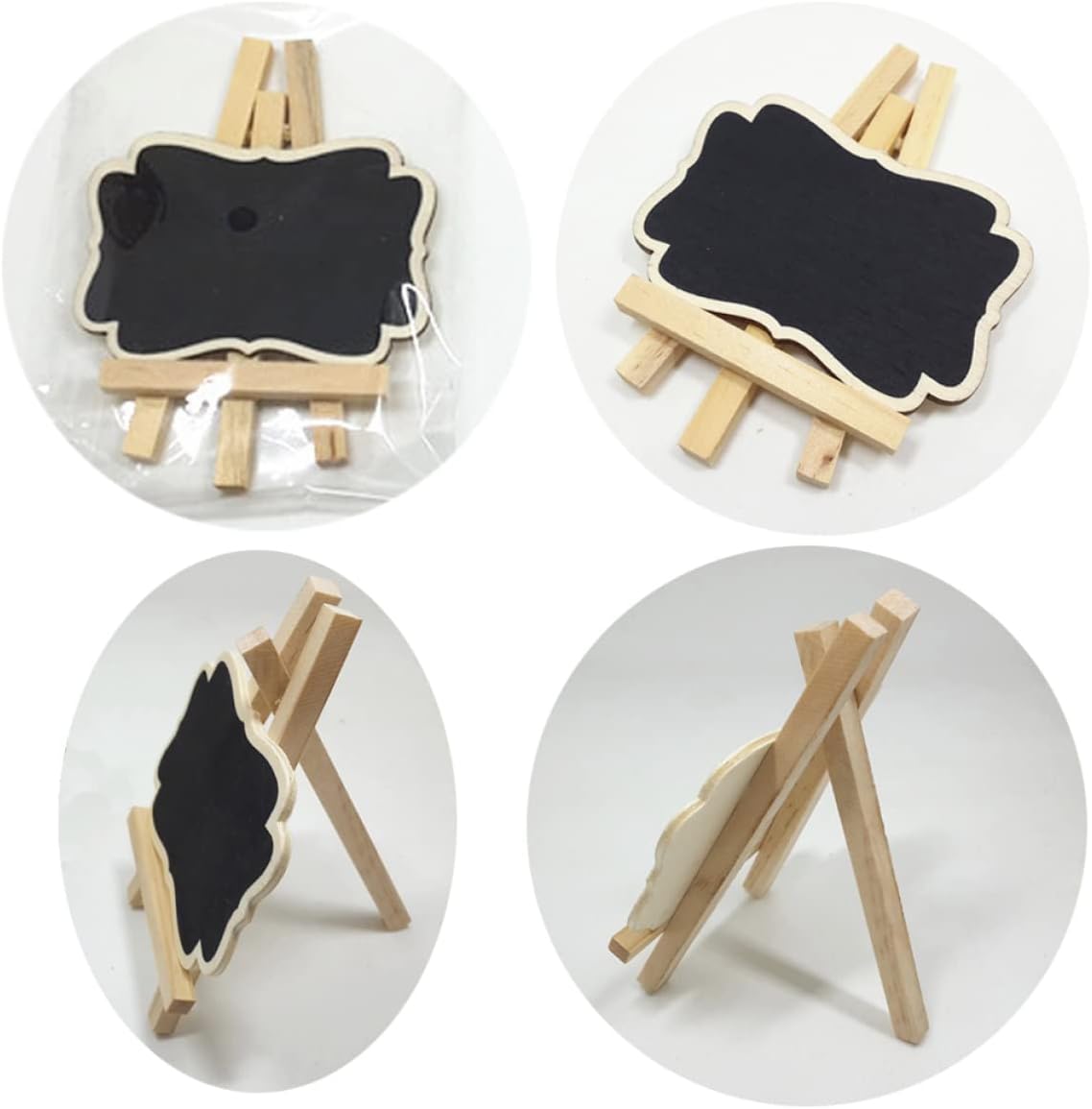 10pcs Mini Decorative Chalkboard Signs Stand Black Board Message Board for Wedding Party and Home Decoration Small Double-Sided Use