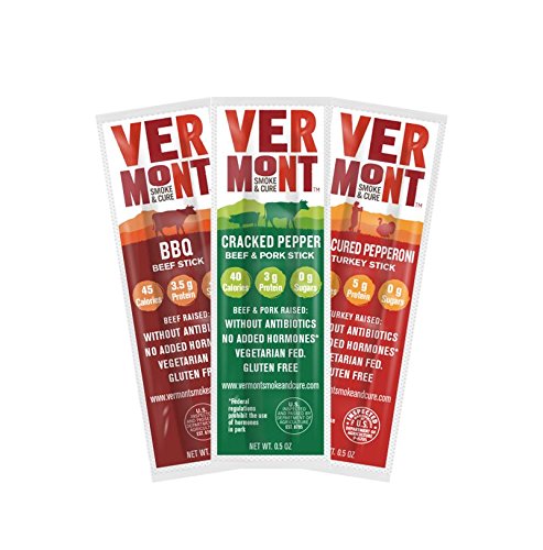 Vermont Smoke & Cure Mini Meat Sticks - Antibiotic Free Beef, Pork and Turkey - Gluten Free Snack - Paleo and Keto Friendly - Variety Pack, .5oz Jerky Stick, 6 Count Go Pack, Pack of 3