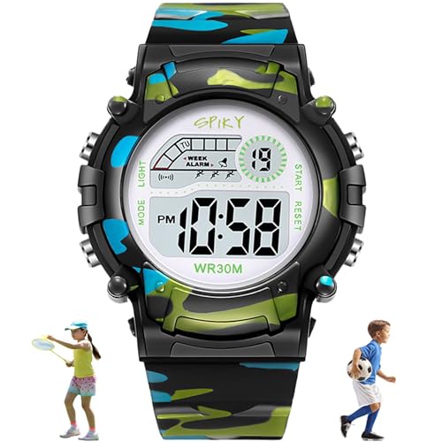 Image of SPIKY Round Digital Sports Watch for Kids | Military, Camouflage Design | Multifunctional & Luminous Display | 30M Water Resistant | Best Birthday Gift Wrist Watches for Boys & Girls | Age 2-12 Years