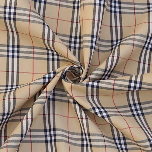 Image of BIGREAMS Unstitched Yarn Dyed Cotton Poly Checkered Shirt Fabric - 58 inch Wide, Soft & Breathable Material for Men /Women - Ideal for Casual & Formal Wear