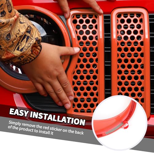 Image of 9PCS Headlight Cover & Front Grill Mesh Inserts Compatible with Jeep Wrangler JL JLU 2024-2025, NOT FIT JL Sport /Sport S (Orange)